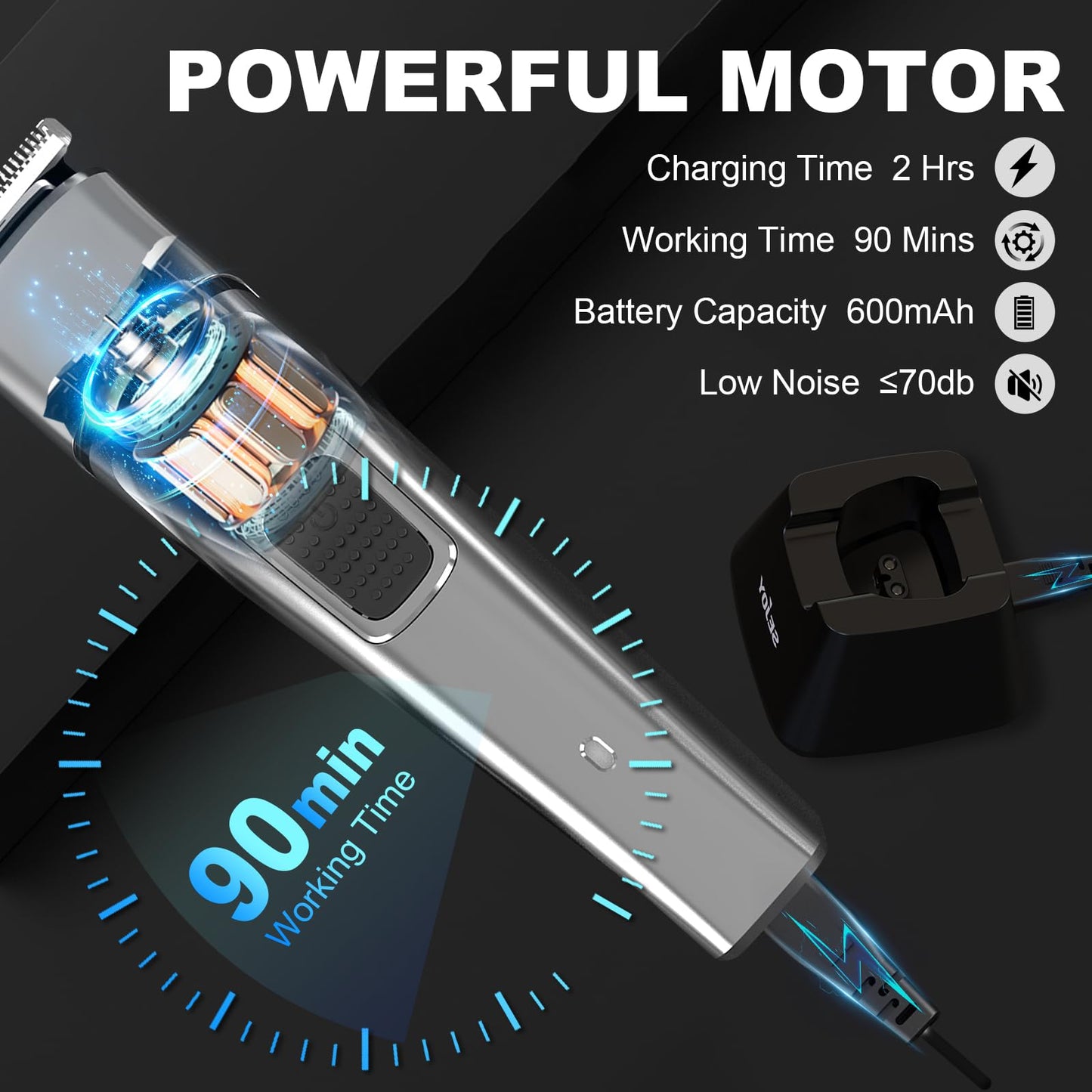 Grey Men's Electric Body Hair Trimmer Cordless Grooming Kit