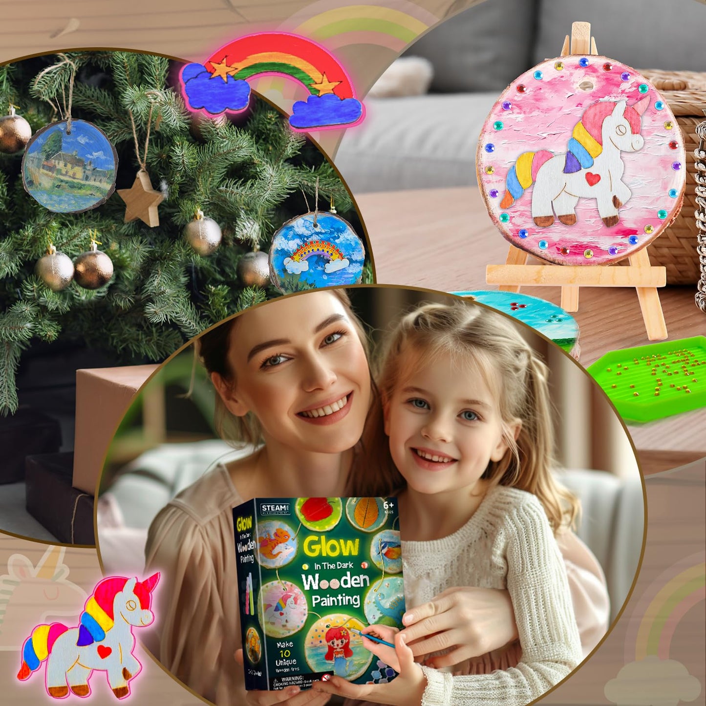 Glow in The Dark Wooden Painting Kit - Creative Arts & Crafts for Kids Age 6-12