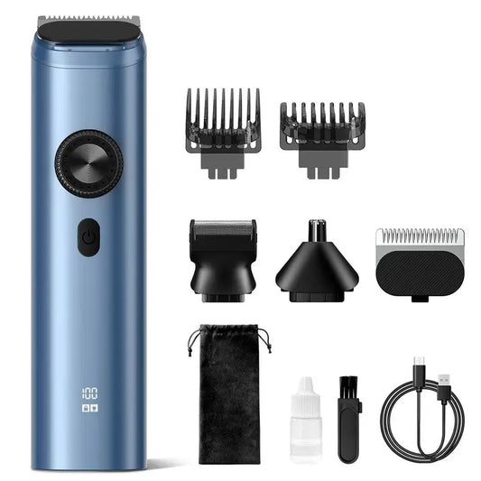Men's Electric Waterproof  Grooming Kit Beard, Nose & Hair Trimmer - Blue