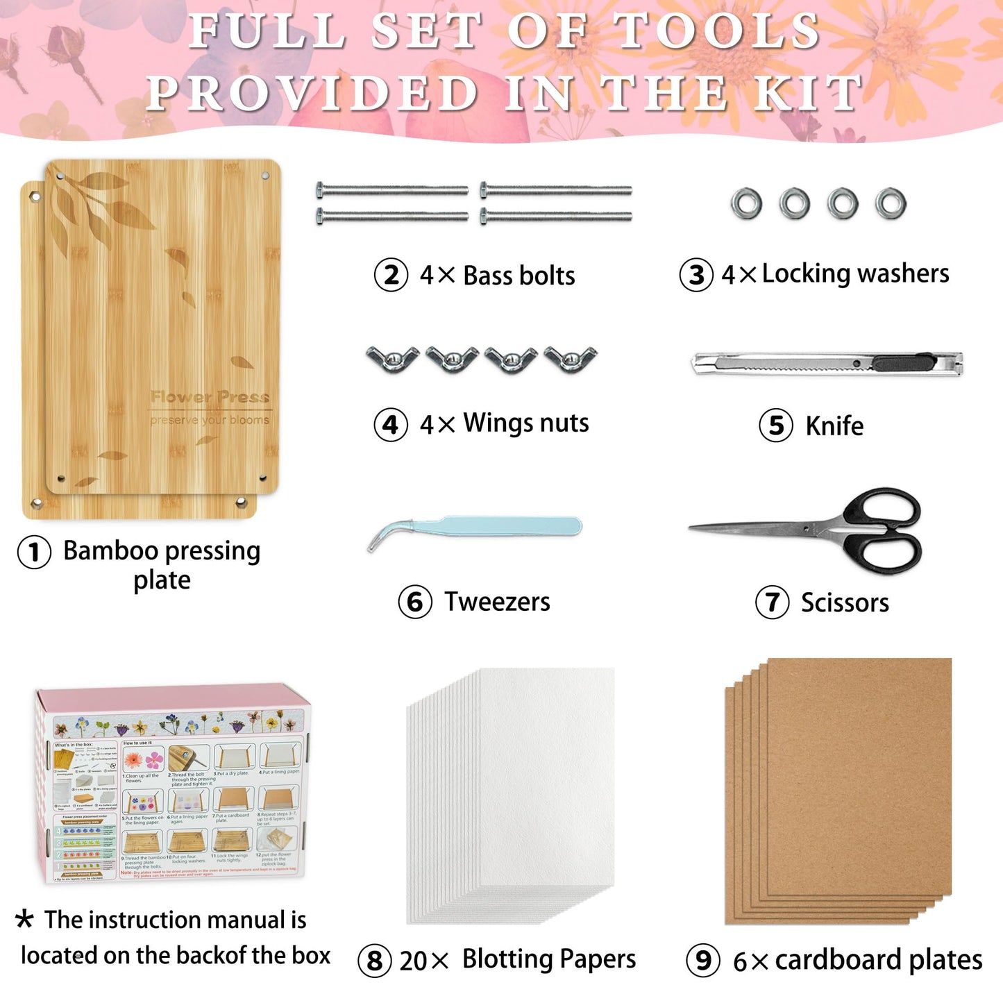 Large Flower Press Kit for Adults & Kids with Accessories for DIY Crafts & Dried Flowers
