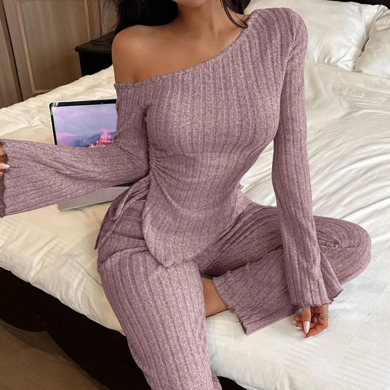 💖 Shoulder-Bared Long Sleeve Lounge Sets 💖