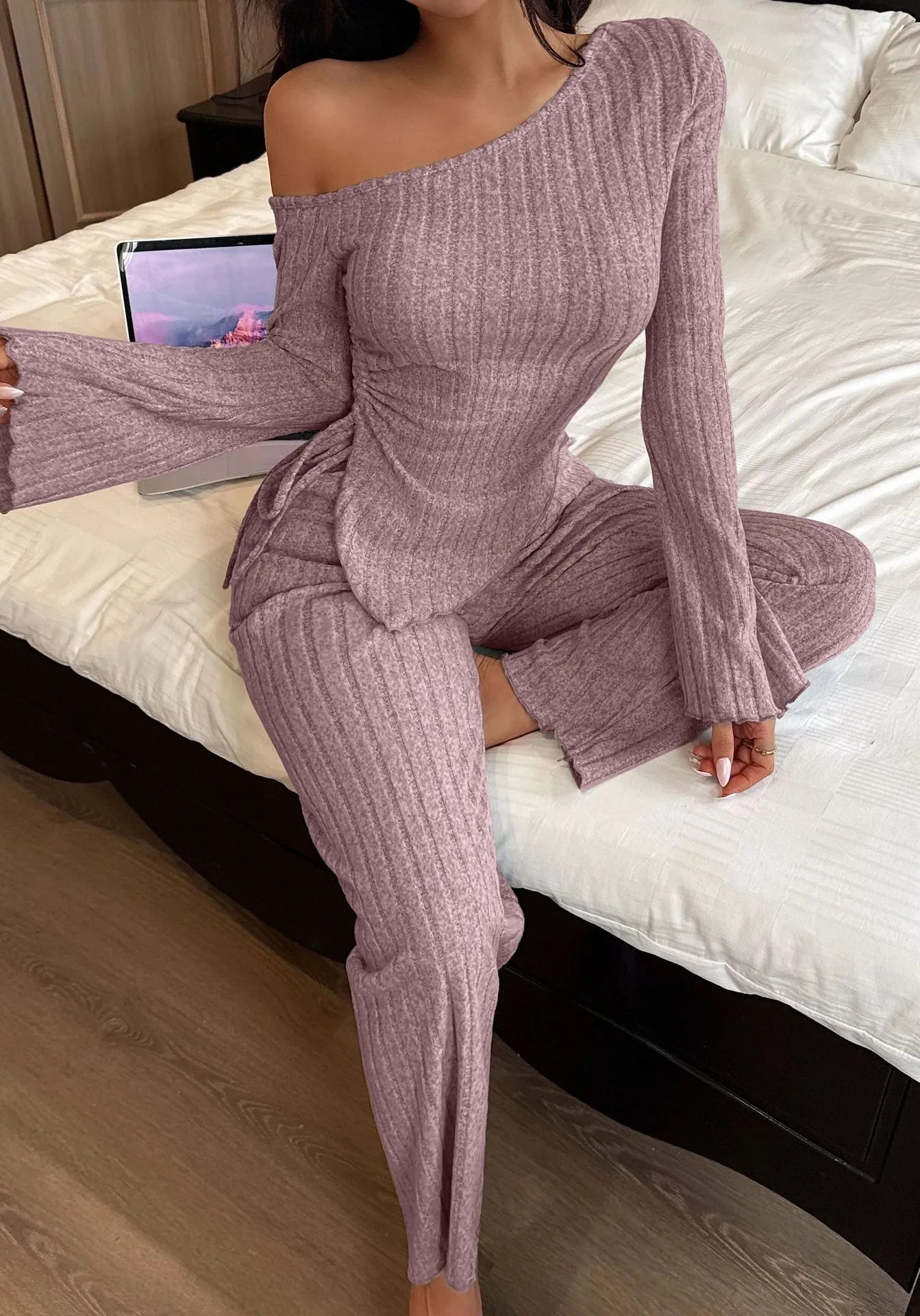 💖 Shoulder-Bared Long Sleeve Lounge Sets 💖