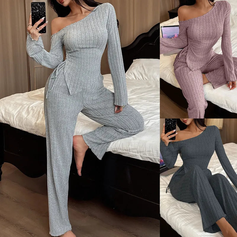 💖 Shoulder-Bared Long Sleeve Lounge Sets 💖