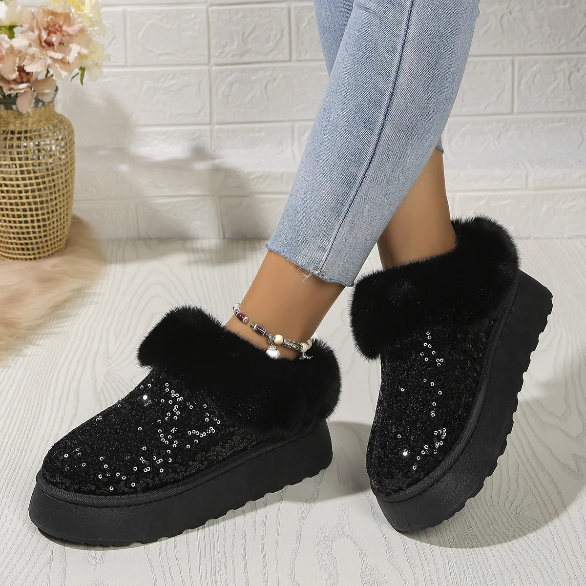 ✨ Low-Cut Sparkle Boot Slippers ✨