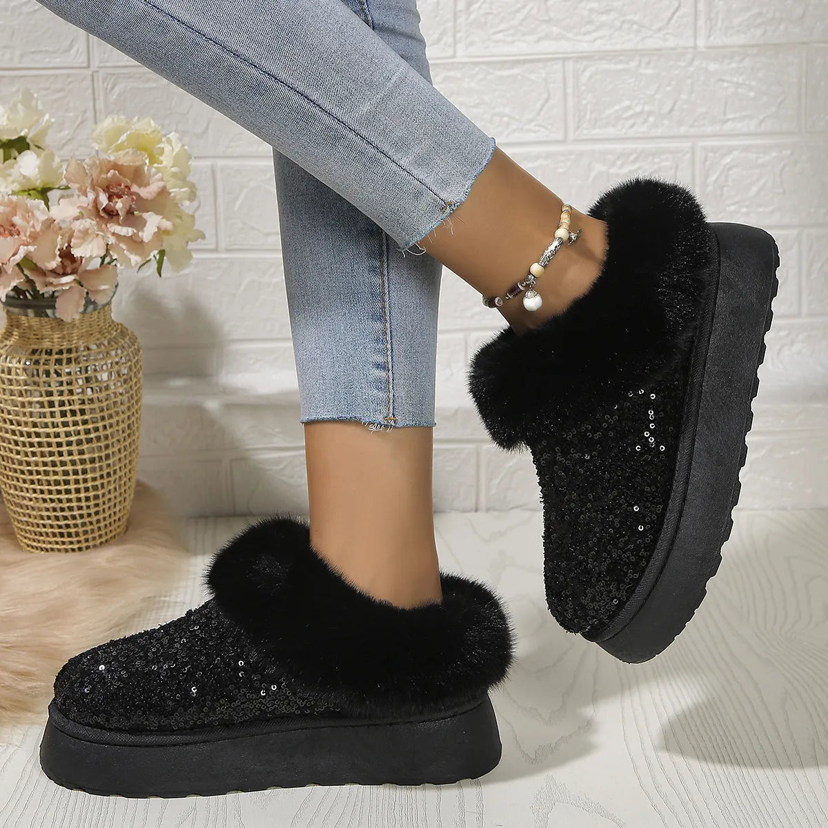 ✨ Low-Cut Sparkle Boot Slippers ✨