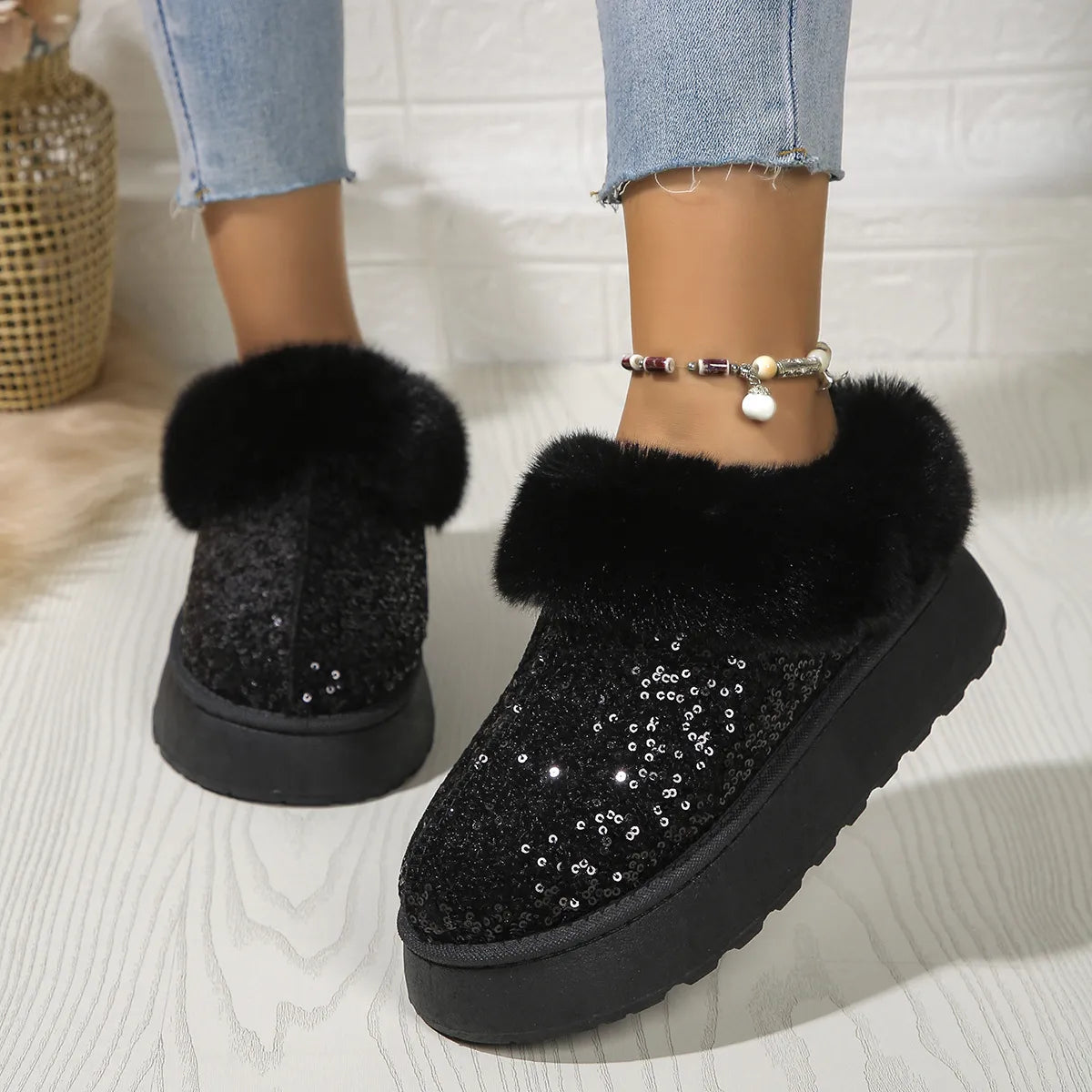 ✨ Low-Cut Sparkle Boot Slippers ✨