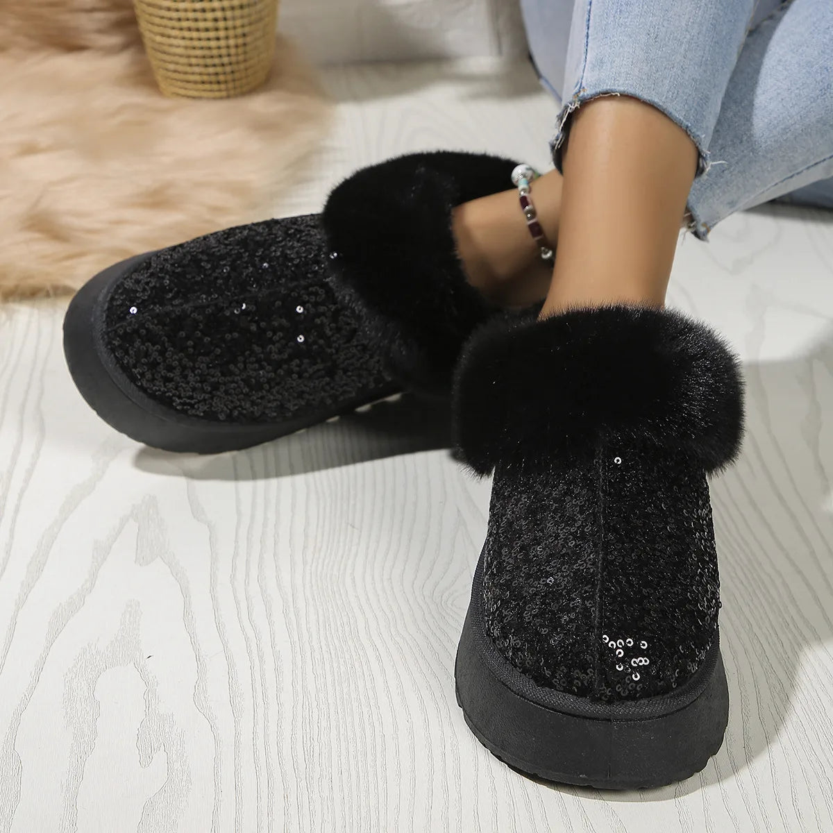 ✨ Low-Cut Sparkle Boot Slippers ✨