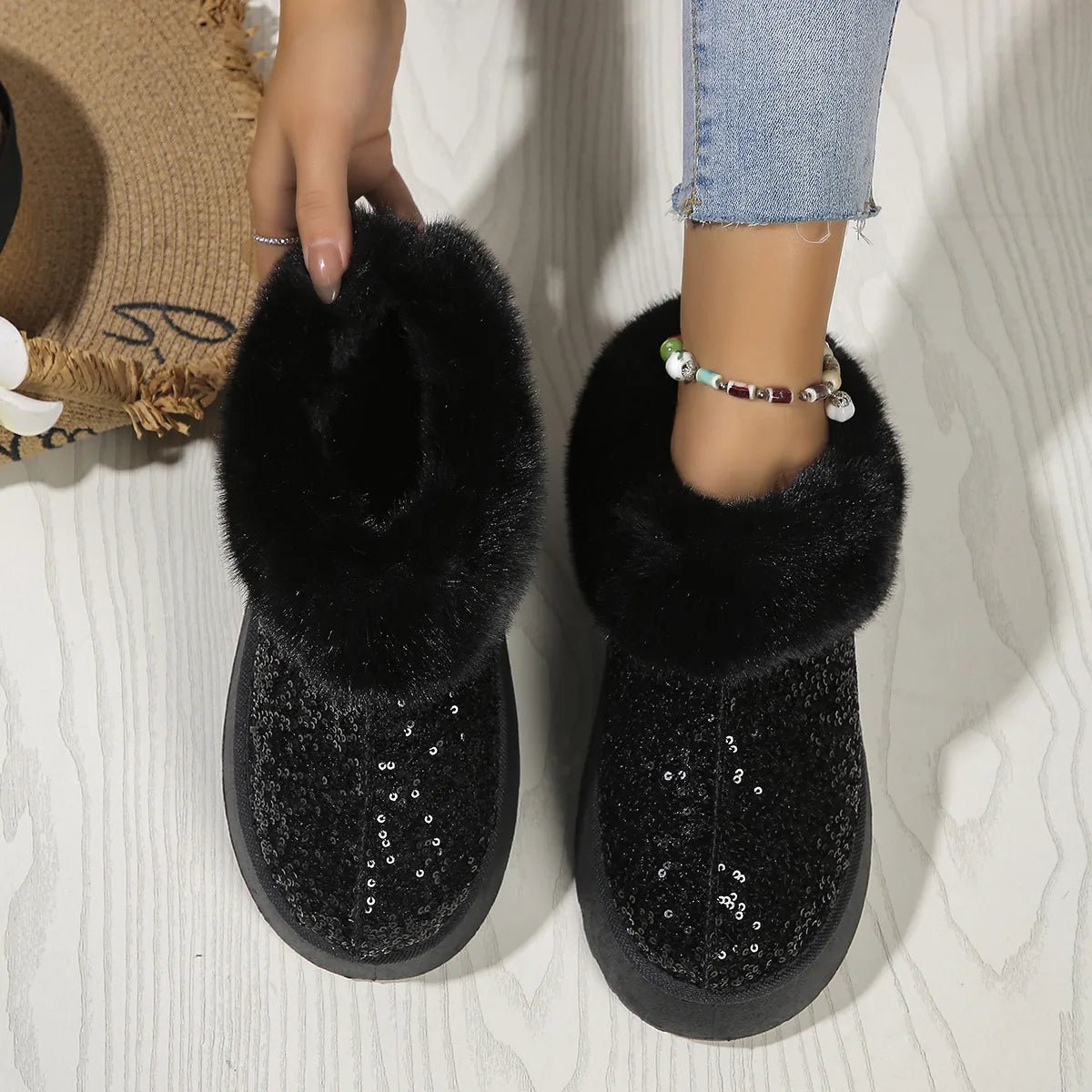 ✨ Low-Cut Sparkle Boot Slippers ✨