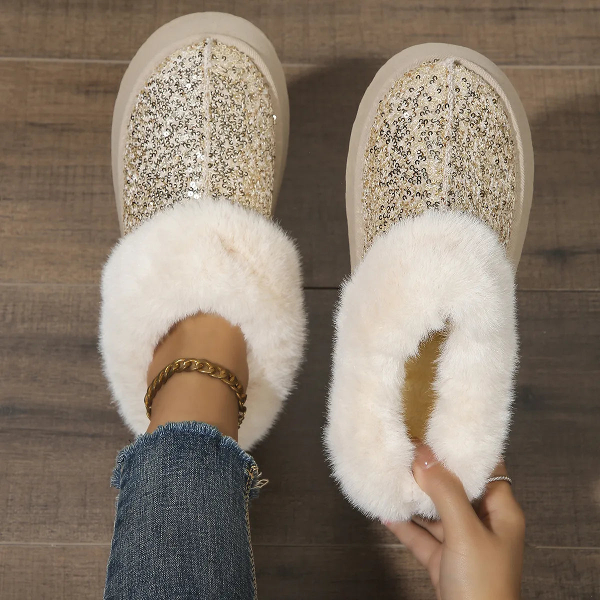 ✨ Low-Cut Sparkle Boot Slippers ✨