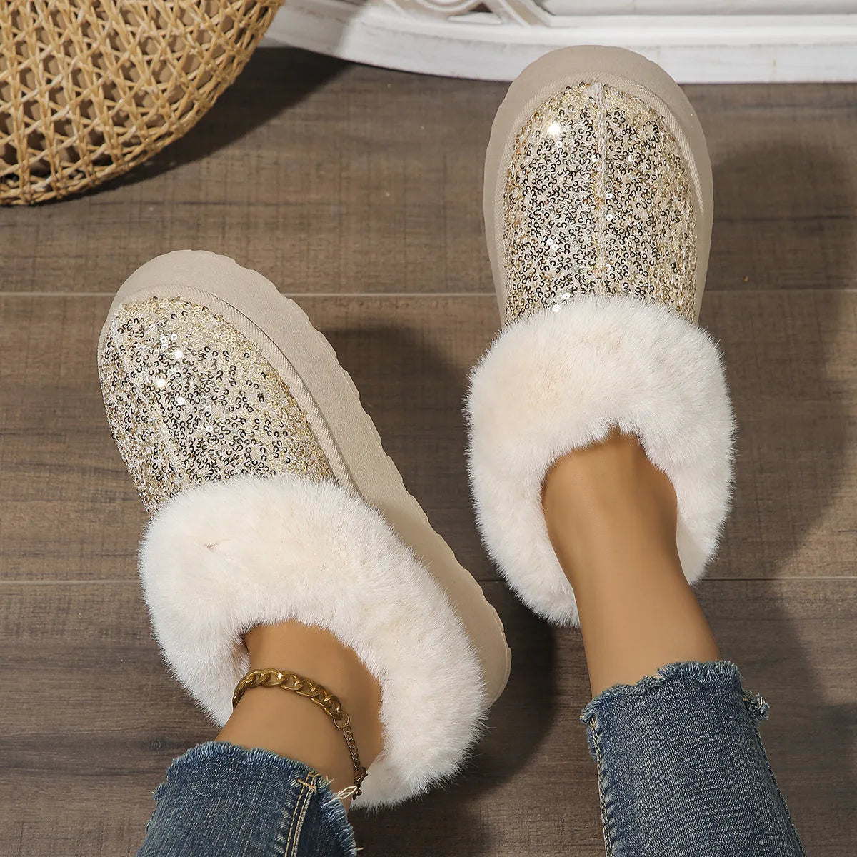 ✨ Low-Cut Sparkle Boot Slippers ✨