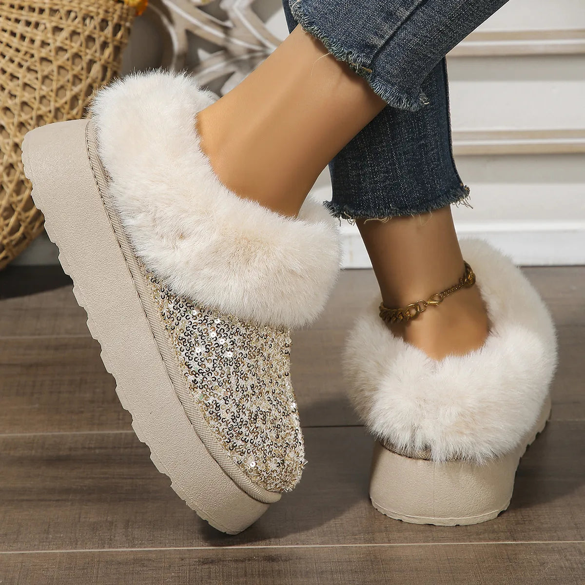✨ Low-Cut Sparkle Boot Slippers ✨