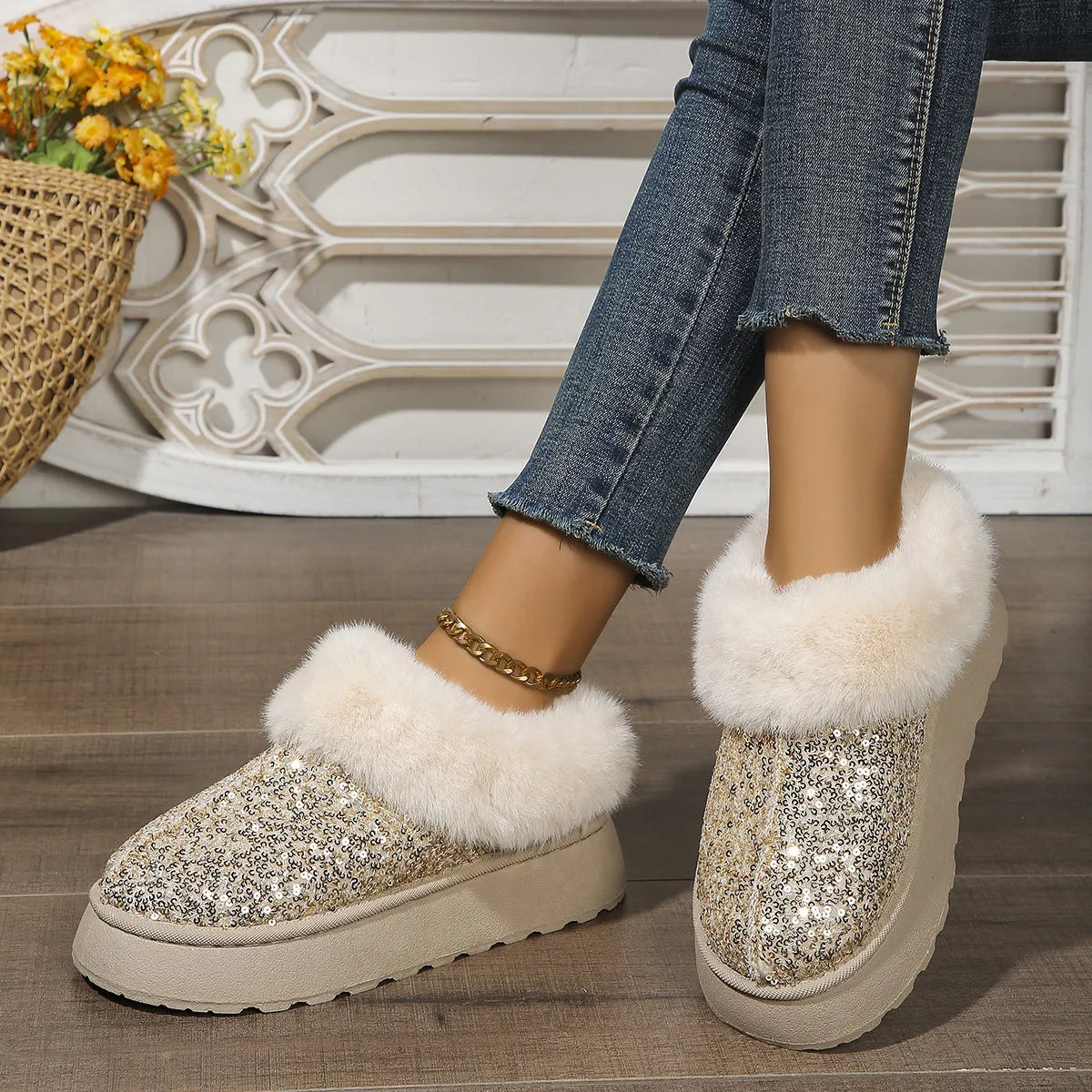 ✨ Low-Cut Sparkle Boot Slippers ✨