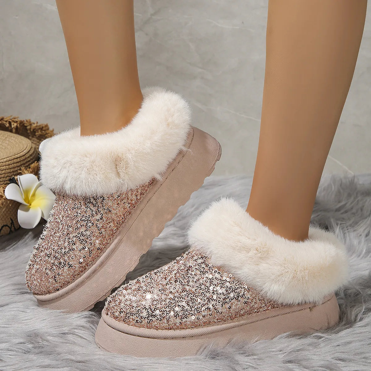 ✨ Low-Cut Sparkle Boot Slippers ✨