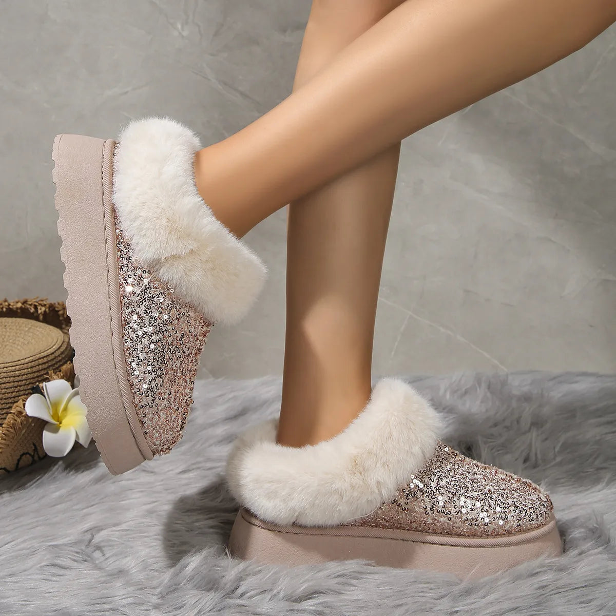 ✨ Low-Cut Sparkle Boot Slippers ✨