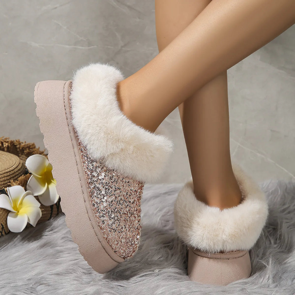 ✨ Low-Cut Sparkle Boot Slippers ✨