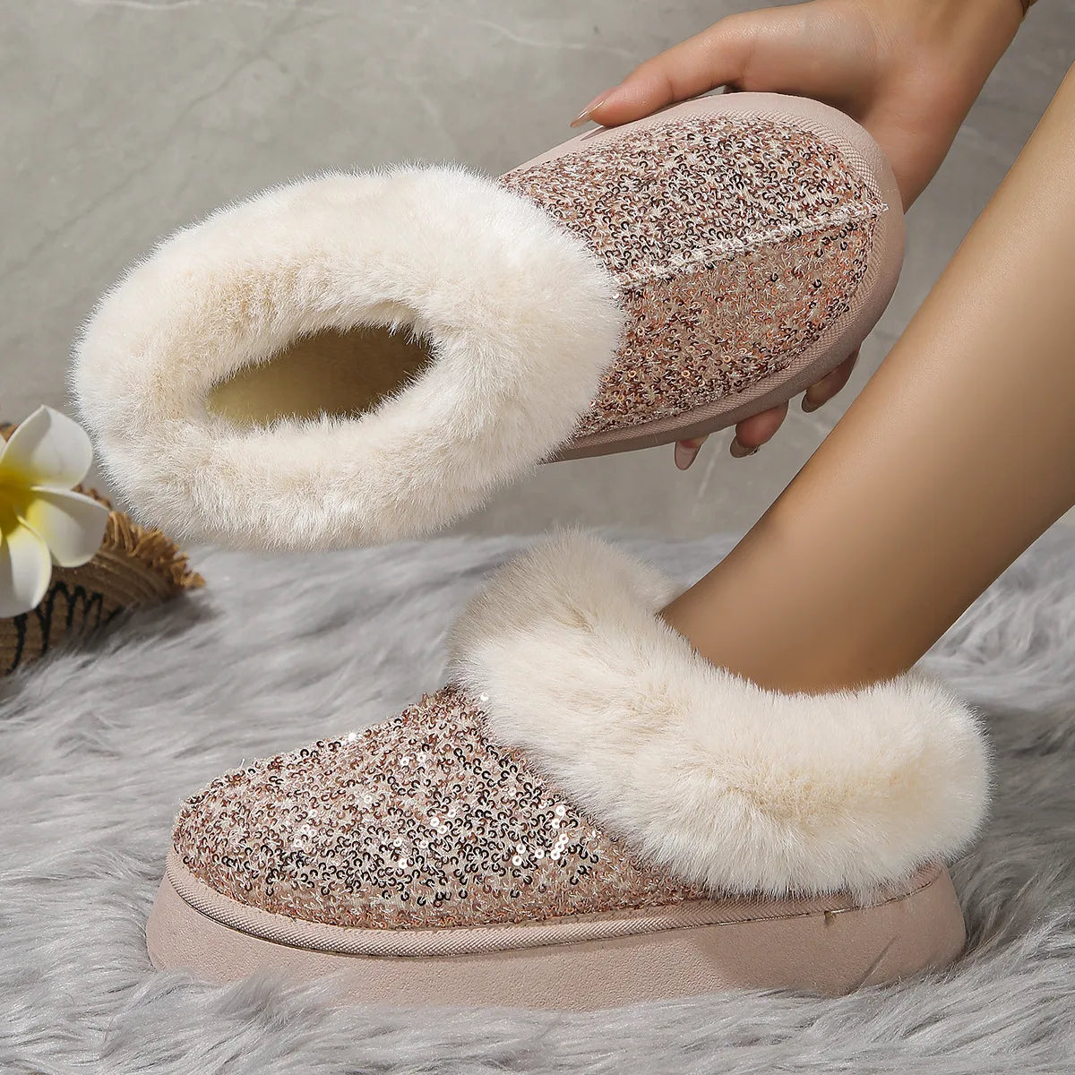 ✨ Low-Cut Sparkle Boot Slippers ✨