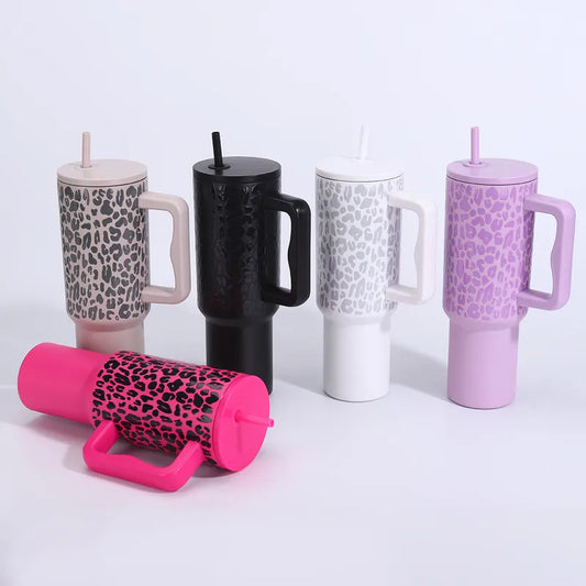 🐆 40oz Leopard Print Thermos Cups 🐆