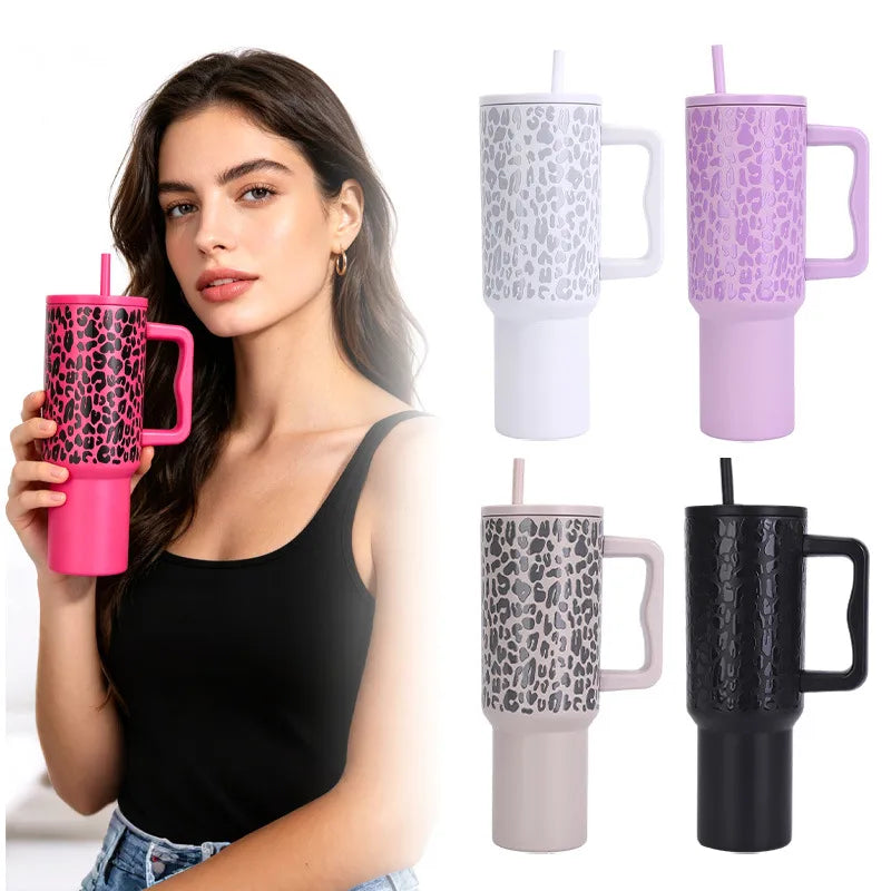 🐆 40oz Leopard Print Thermos Cups 🐆