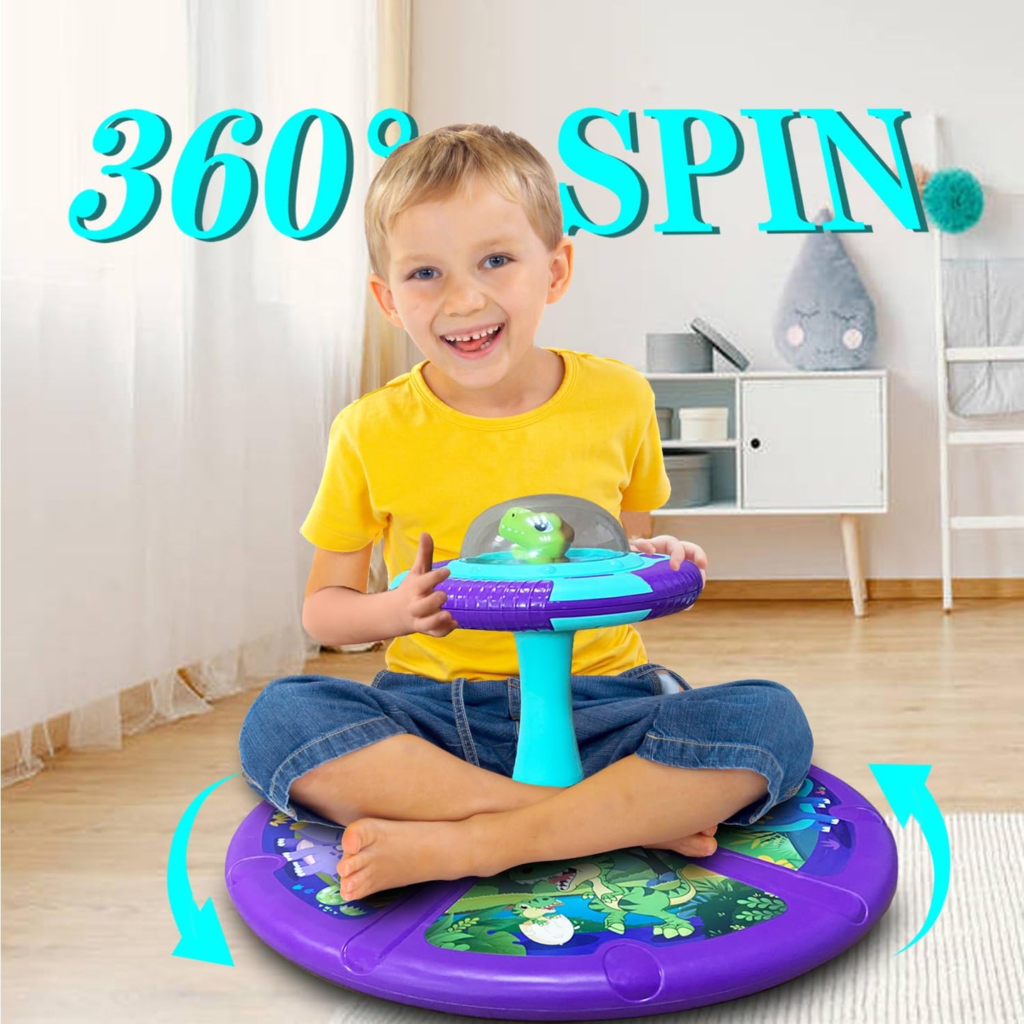 🦖  Toddler Dinosaur Sit & Spin Toy with 360° Rotation, Lights & Music  🦖