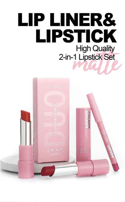 💄 Long-Lasting Waterproof Lip Liner & Lipstick Set 💋