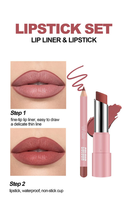 💄 Long-Lasting Waterproof Lip Liner & Lipstick Set 💋