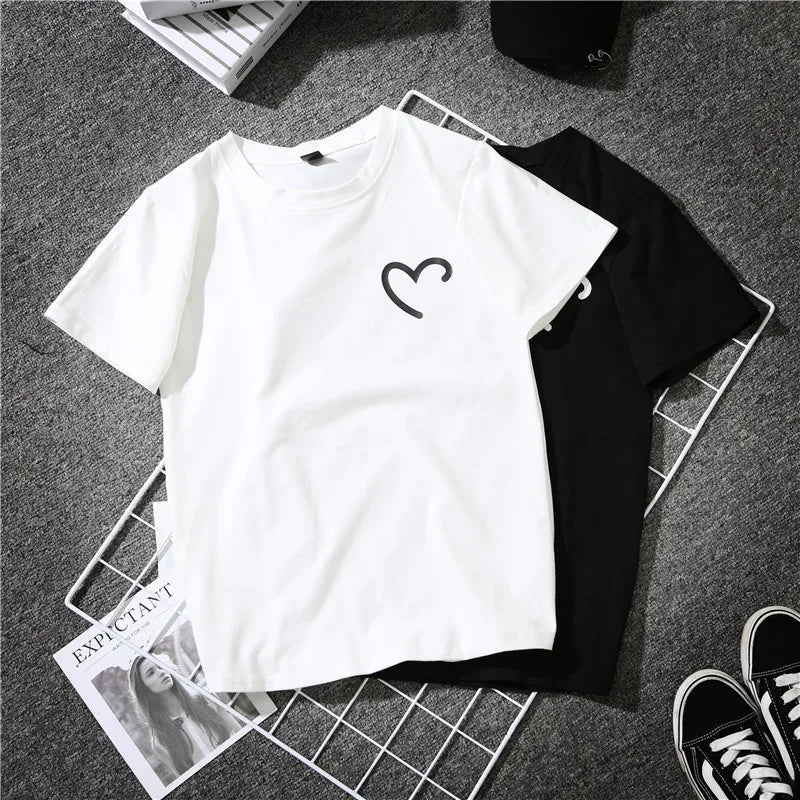 🖤🤍 2pc Plain Black & White Heart T-Shirts 🤍🖤