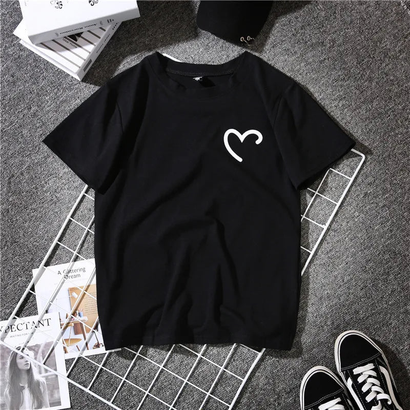 🖤🤍 2pc Plain Black & White Heart T-Shirts 🤍🖤