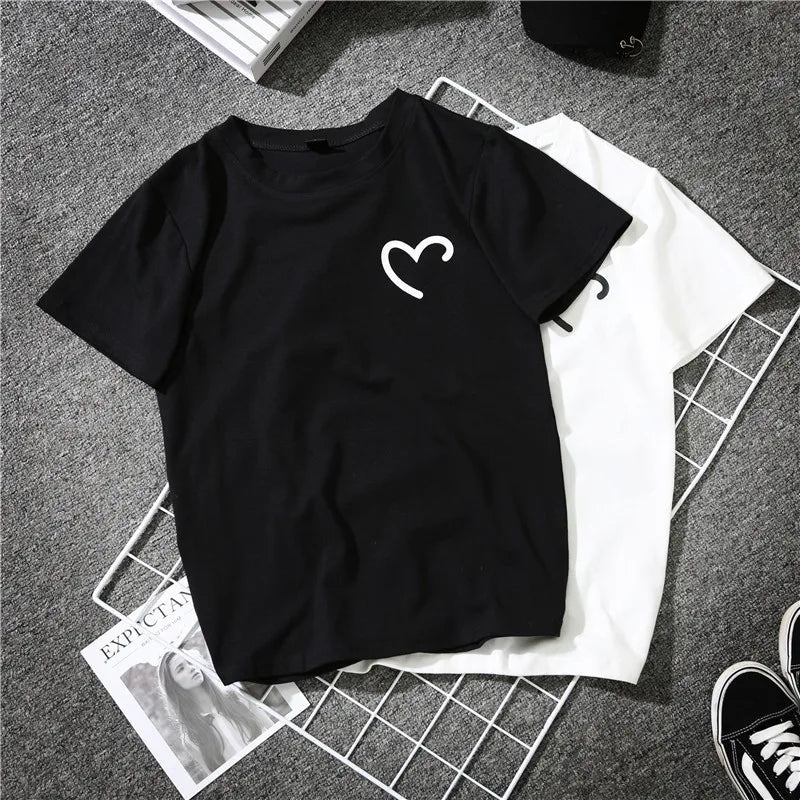 🖤🤍 2pc Plain Black & White Heart T-Shirts 🤍🖤