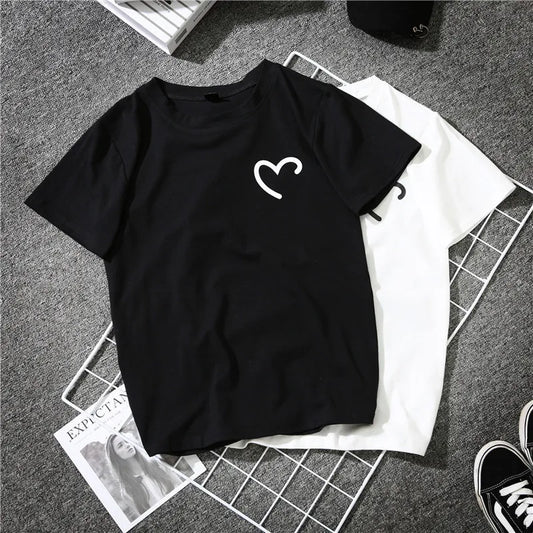 🖤🤍 2pc Plain Black & White Heart T-Shirts 🤍🖤
