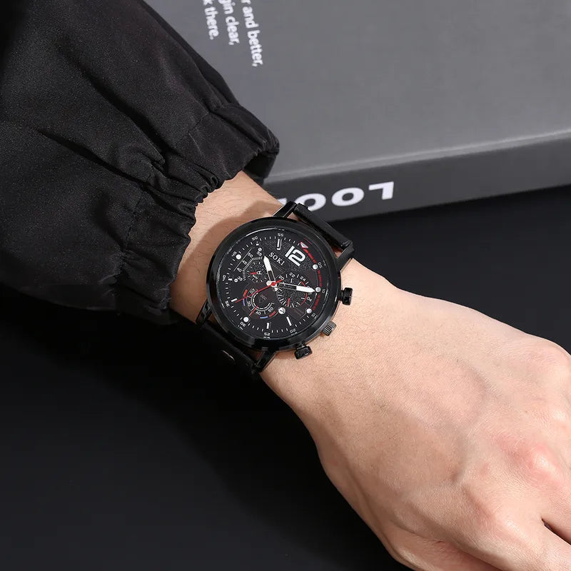 ⌚ Men’s Black & Red Watch Gift Set ⌚