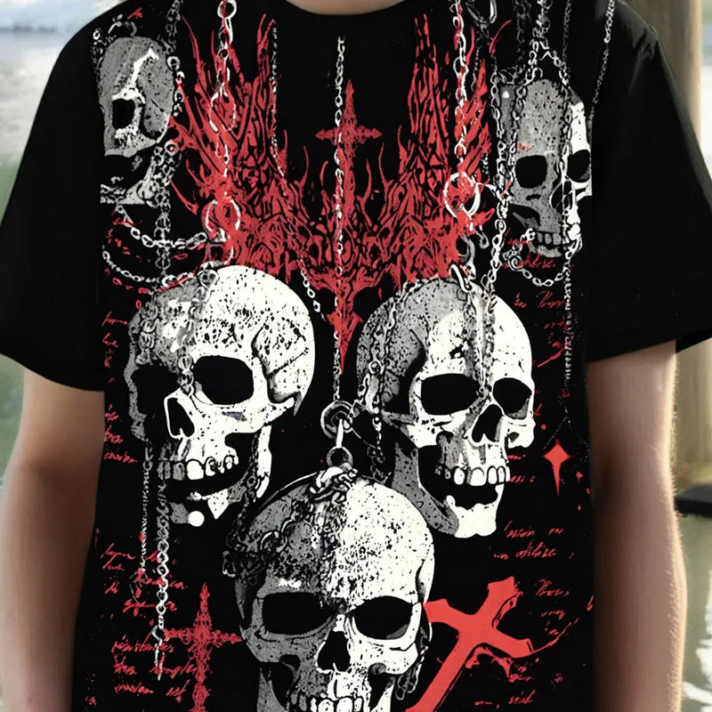 💀 Men’s Black/Red Skull & Crosses Gothic T-Shirt 💀
