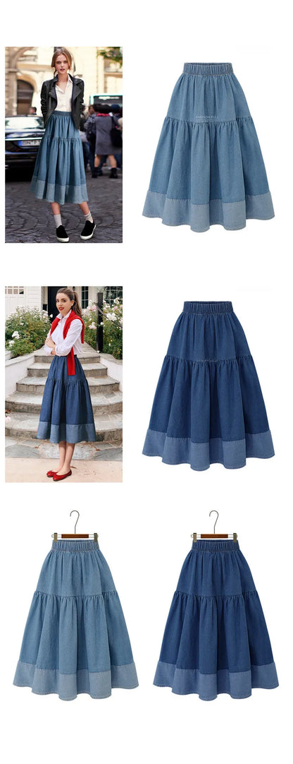 💙 Knee-Length Distressed Denim Skirt 💙