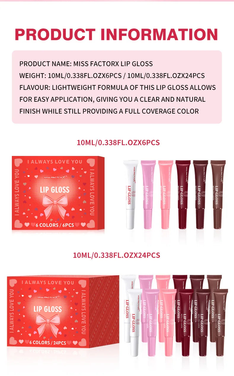 💋 6pc Moisturizing Coloured Lip Gloss Set 💋