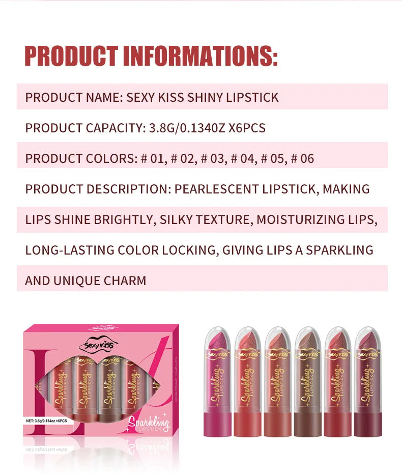💄 6pc Moisturizing Pearl Lipstick Set 💄