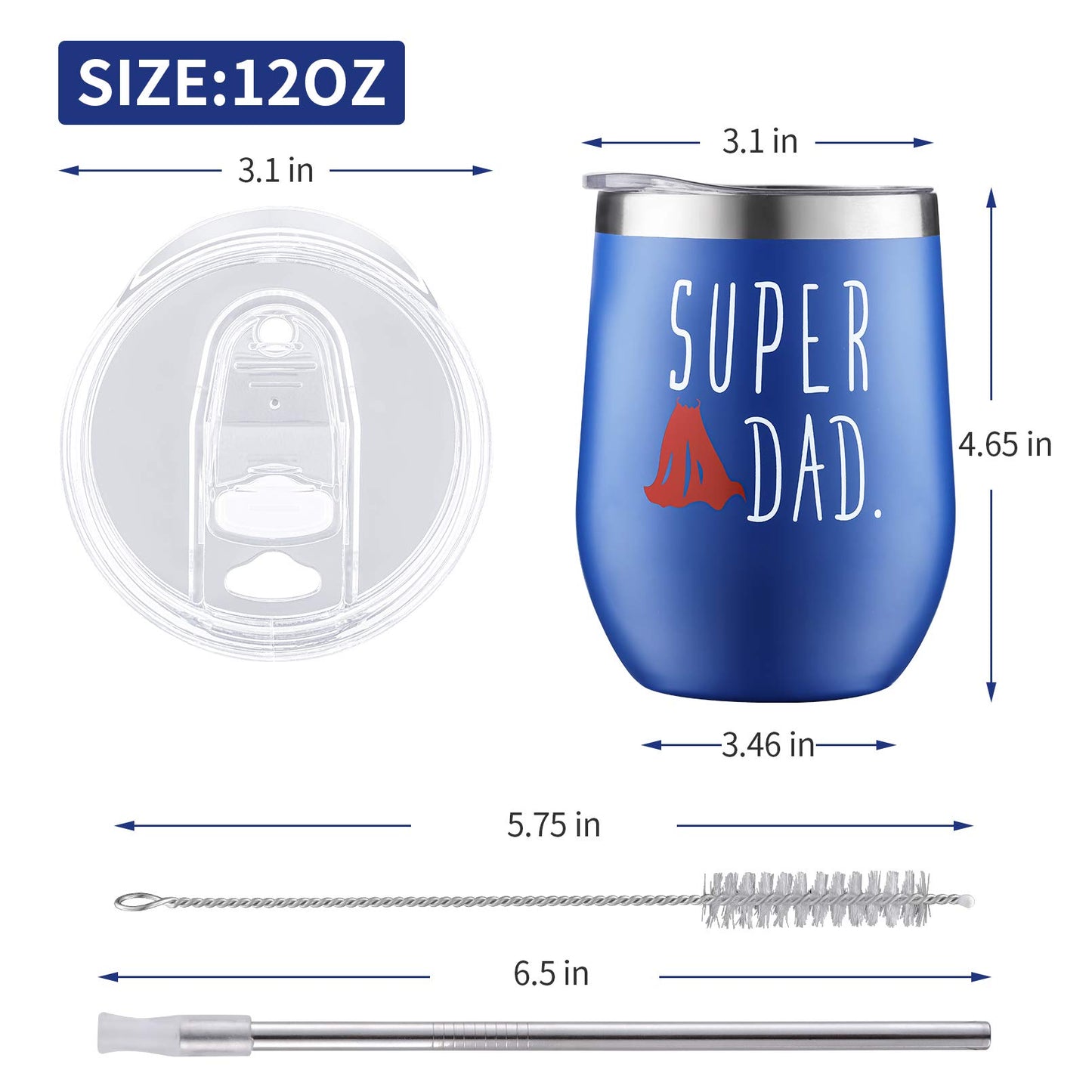 💪 Perfect Gift For Super Dad – Insulated 12oz Tumbler 💪