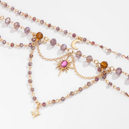 🌙 Multi-layer Crystal Beads Tassel Pendant Necklace 🌙