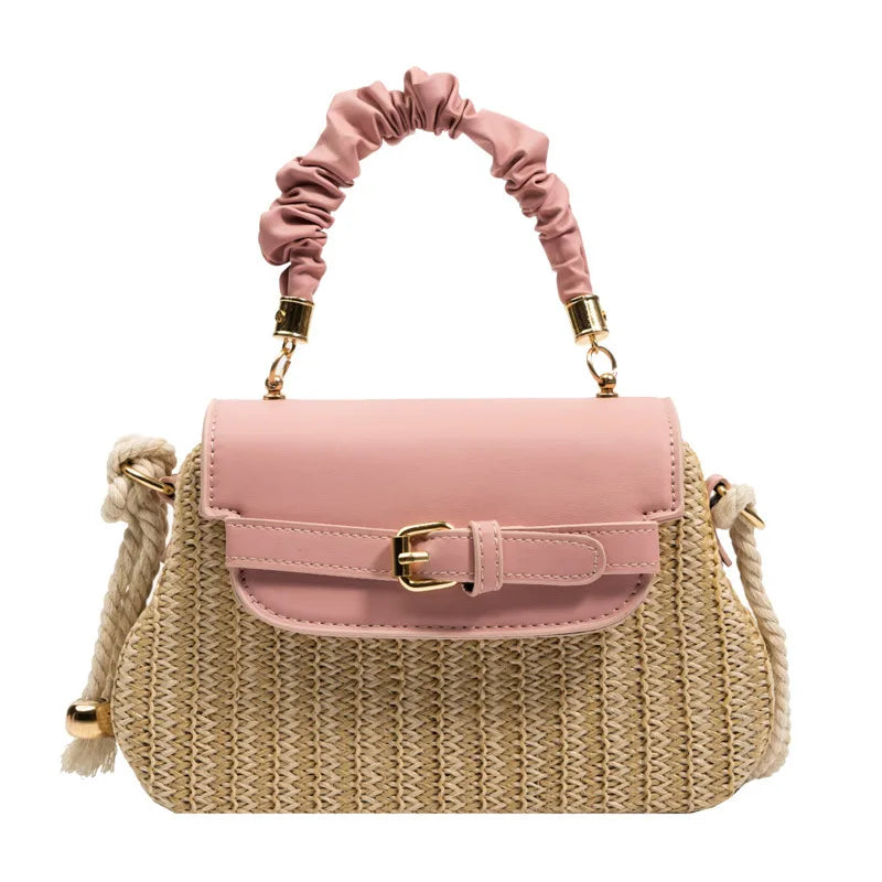 👜 Women’s Small Straw Colour Block Handbag 👜