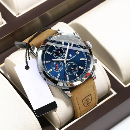 ⌚ Sports Geometric Buckle Quartz Watch Genuine Leather Strap ⌚