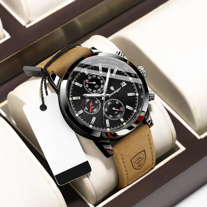 ⌚ Sports Geometric Buckle Quartz Watch Genuine Leather Strap ⌚
