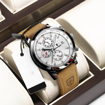 ⌚ Sports Geometric Buckle Quartz Watch Genuine Leather Strap ⌚