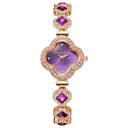 🍀✨ Four-Leaf Clover Diamante Quartz Watch ✨🍀