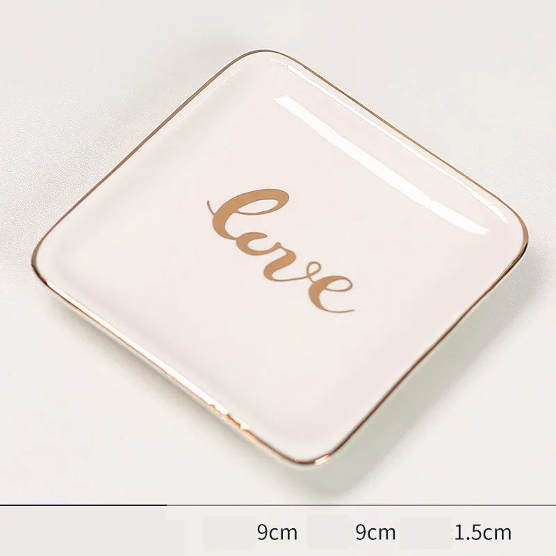 🤍 2pc Palm Ceramic & Love Storage Tray Set 🤍