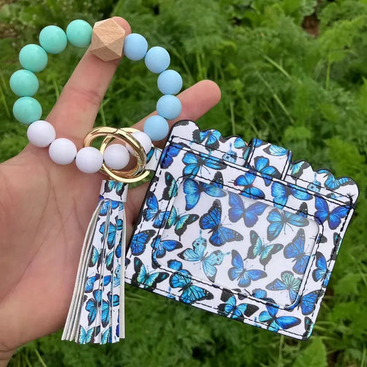 Acrylic Pleather Alloy Flip Cover Card Holders – Blue Butterfly