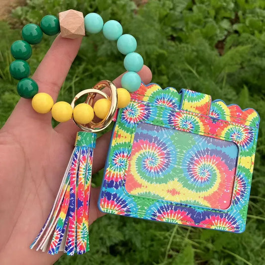 Acrylic Pleather Alloy Flip Cover Card Holders - Psychedelic