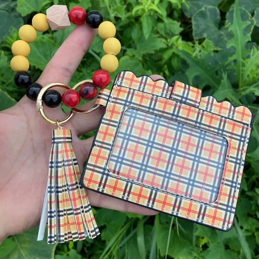 Acrylic Pleather Alloy Flip Cover Card Holders - Plaid