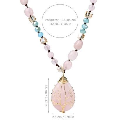 💖 Handmade Rose Quartz Sweet Water Droplet Heart Pendant Necklace 💖