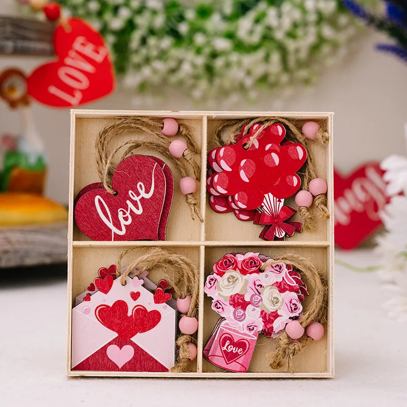 💘 Romantic Wood Hanging Ornaments 💘