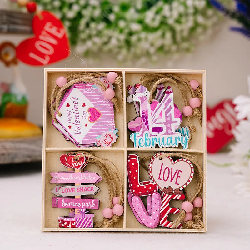 💘 Romantic Wood Hanging Ornaments 💘