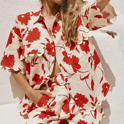 ❤️ Simple Style Flower Linen-Look Shorts Co-Ord Set ❤️