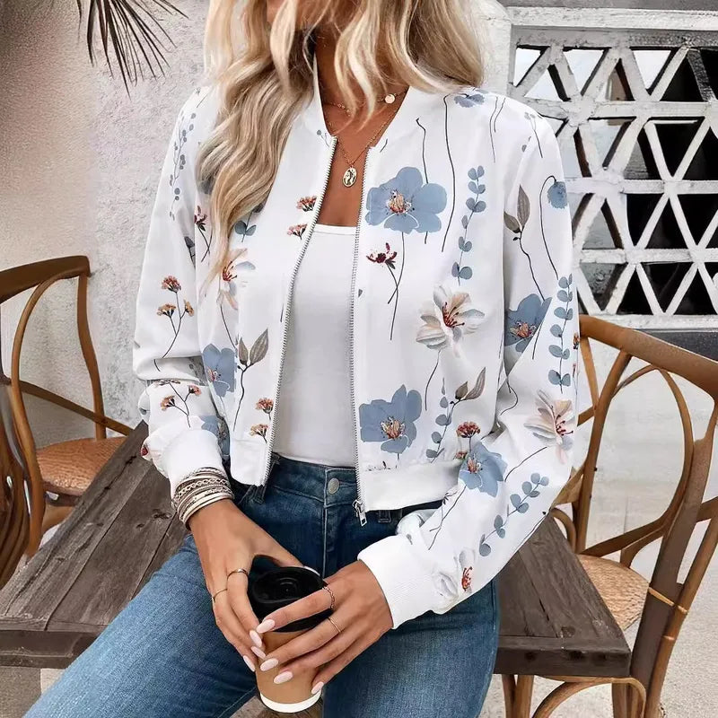 🤍💙 Elegant Flower Zipper Coat 💙🤍